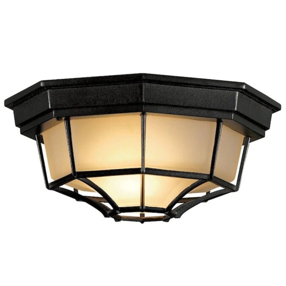 Portfolio Black Outdoor Flush Mount Light NEW